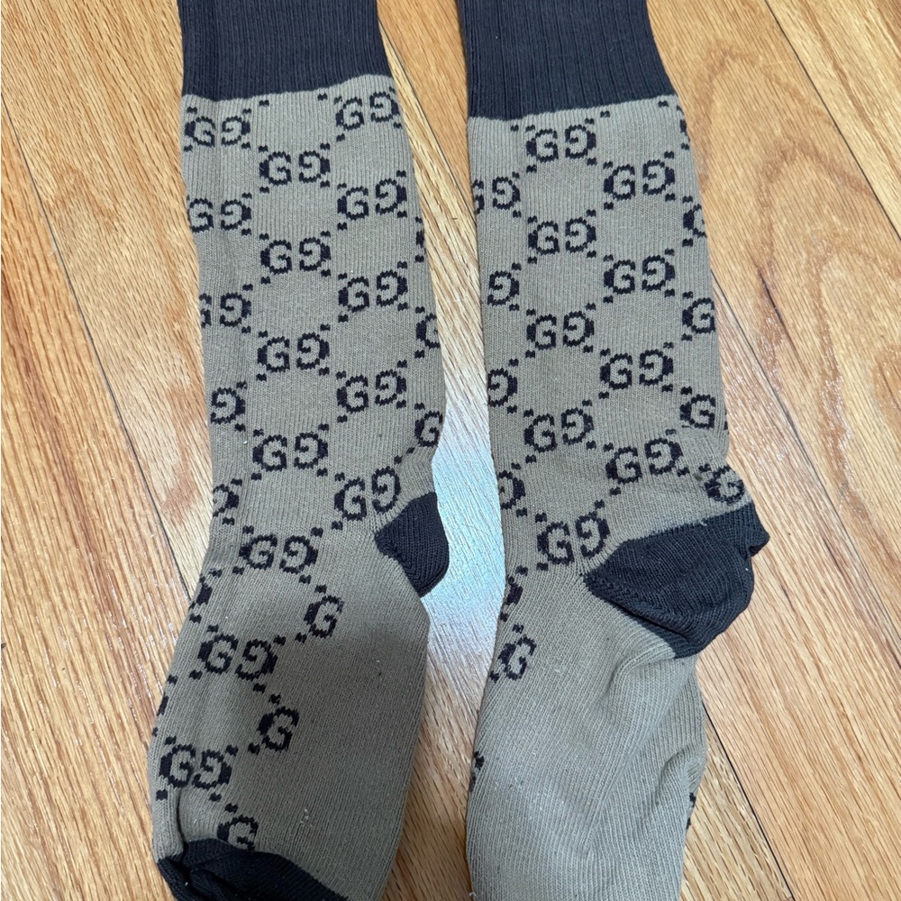Gucci Brown & Black GG Logo Socks